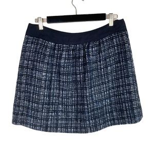 J Crew Black Plaid Tweed Wool Mini Skirt